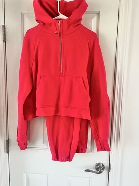 lululemon Half-Zip Hoodie (XL/XXL) & Jogger (L) Set in Red Glow